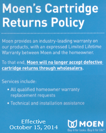 Moen Cartridge Returns